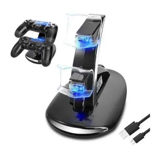 Suporte de Carregamento do Controlador PS4, Carregador Duplo USB com Indicador LED para Playstation 4 / PS4 S