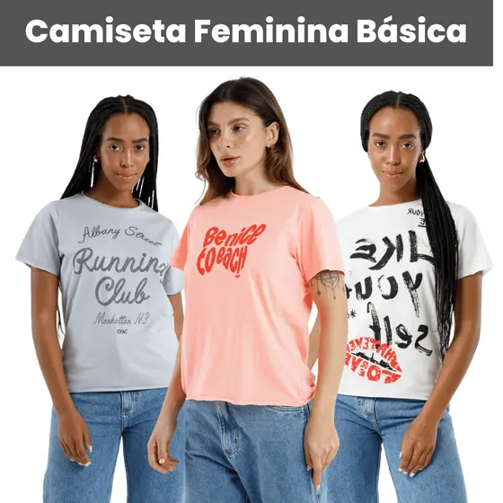 Camiseta Feminina Básica Confortável Casual TS021-C27
