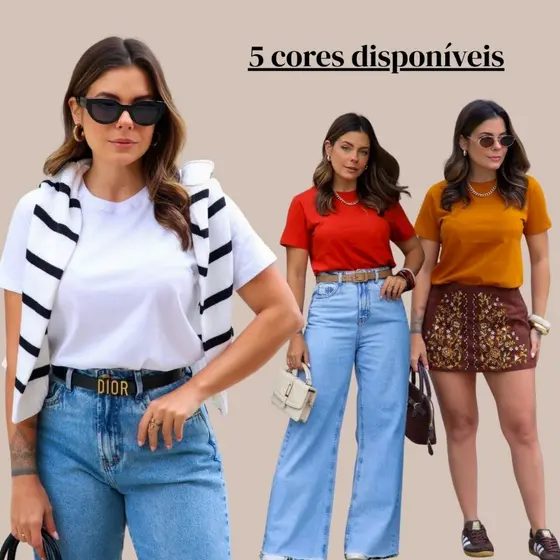 T-shirt Feminina Algodão Básica Lisa Confortável