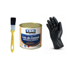 Kit Cola de Contato sapateiro Tekbond 200g + Pincel 1” e luvas  Alta Aderência | Ideal para MDF, Couro, Laminados