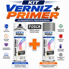 Kit Verniz fosco e Primer 350ml Tekbond Aerossol Secagem Rapida Metal Madeira Ferro MDF