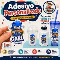 Etiqueta Adesivo Rótulo Vinil a Prova D'água P Copos Longdrink Acrílico, Twister ou Garrafas Festas Infantis