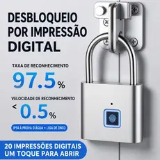 Cadeado Inteligente de Impressão Digital - Impermeável, Desbloqueio Rápido e Versátil