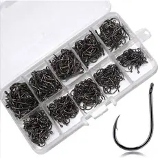 Kit 600 PC  Anzóis Pesca Aço Carbono Nº3 ATE Nº12 com Caixa Organizador