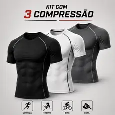 Kit 3 Camisas de Compressão Masculina Camiseta de Compressao LISA Rash Guard Academia Treino