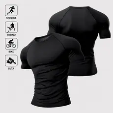Camisa de Compressão Poliamida LISA Masculina Camiseta BASICA Rash Guard Jiujitsu Academia Treino