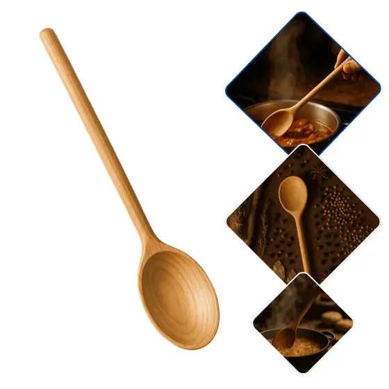 Colher de Pau Madeira Natural | Não Risca Panelas | Ideal para Cozinhar e Mexer Alimentos