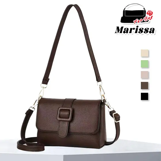 Marissa Bolsa Feminina de Couro Ecológico - Bolsa Quadrada Transversal com Fivela