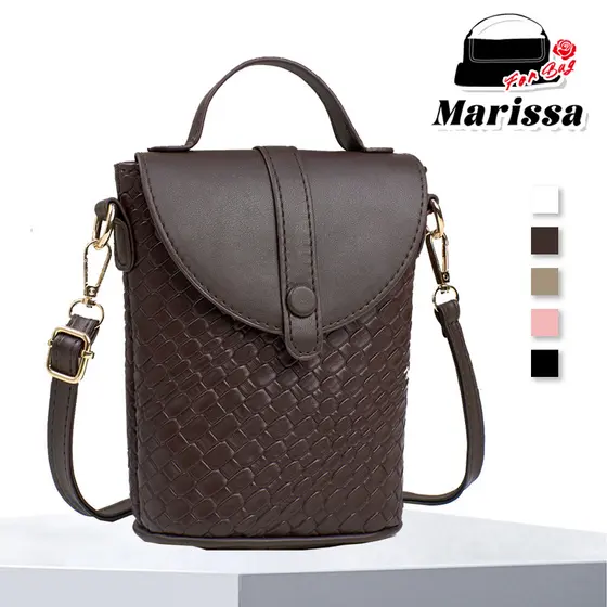Marissa Bolsa Trançada para Celular Modelo Atual Mini Leve e Versátil com Alça para Mão Ombro Transversal
