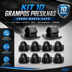 KIT 10 GRAMPOS PRESILHAS FORRO MANTA CAPO FIAT ARGO CRONOS TORO JEEP RENAGADE COMPASS