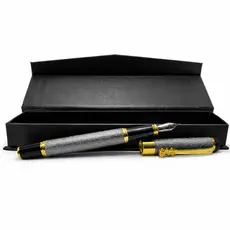 CANETA TINTEIRO PONTA PENA BRILHANTE CINZA PRATA 0,5MM LUXO CALIGRAFIA PONTA PENA QUALIDADE