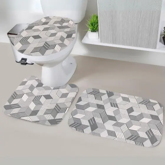 Kit Jogo de Banheiro 3 Peças Tapete Antiderrapante Envio Imediato