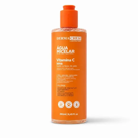 Água Micelar Vitamina C Dermachem 250ml Demaquilante Limpeza Facial Oil Free