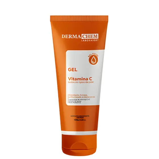 Gel Facial Vitamina C 120ml DermaChem Ilumina Hidrata e Uniformiza o Tom da Pele