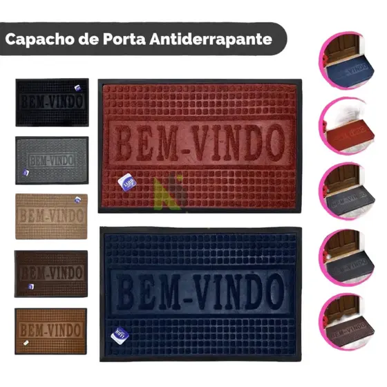 Tapete De Porta Escito Bem Vindo Emborrachado Antiderrapante