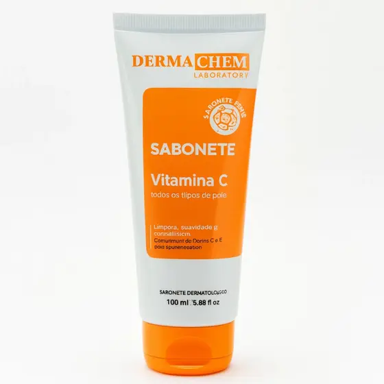 Sabonete Facial Vitamina C 100ml Limpa Profundamente Hidrata Clareia Manchas e Ilumina a Pele