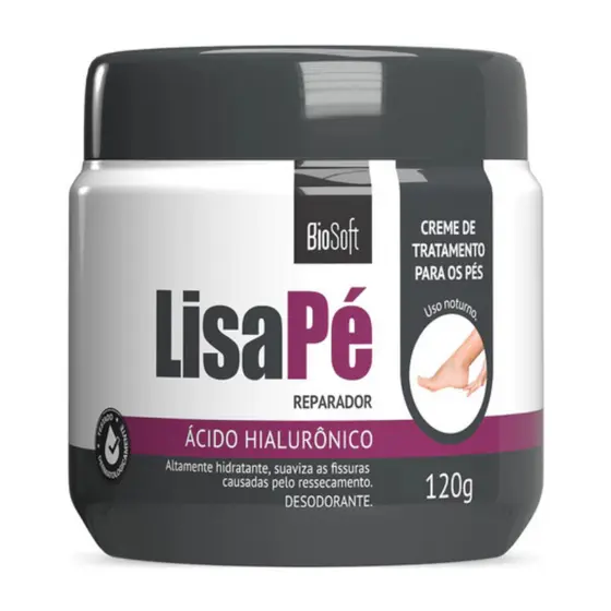 Creme Hidratante Ácido Hialurônico Lisa Pé BioSoft 120g Repara e Suaviza Pés