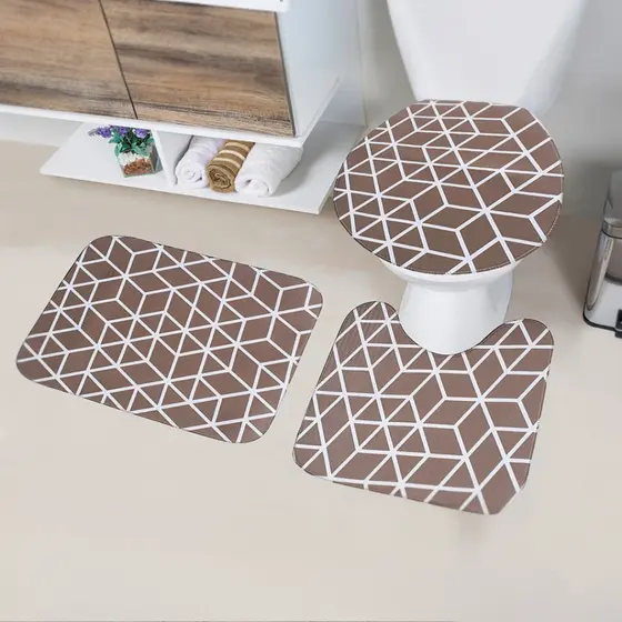 Kit 3 Tapetes Macio Antiderrapante Secagem Rápida Confortável e Absorvente Banheiro