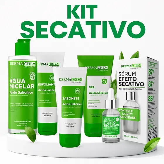 Kit Skincare Limpeza de Peles Oleosas Salicílico Anti Acne Dermachem Controle Oleosidade