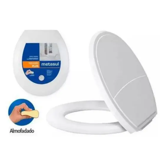 Assento Sanitário Almofadado Oval Universal Metasul Tampa De Vaso Privada
