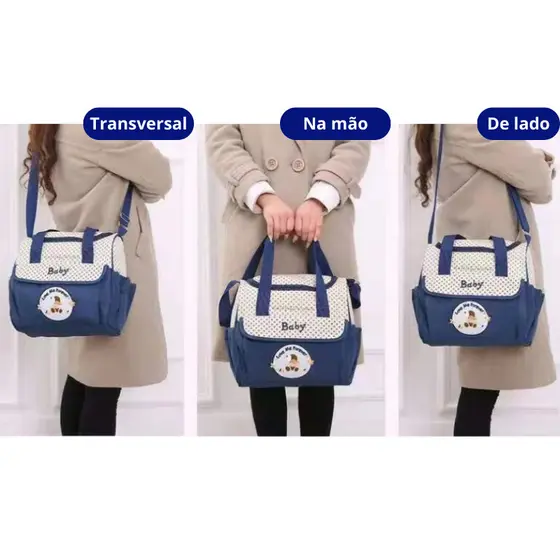 Kit Maternidade 5 Peças Bolsa De Fralda Bebê Lancheira Saída Unissex Menina Menino Bolsa de Fraldas Grande Bolsa