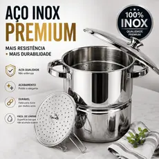 Cuscuzeiro Inox Nº16 Individual 100% Inoxidável Importado Linha Luxo