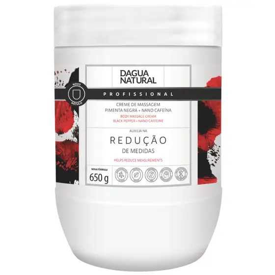 Creme de Massagem Dagua Natural Pimenta Negra 650g Redução de Medidas e Celulite