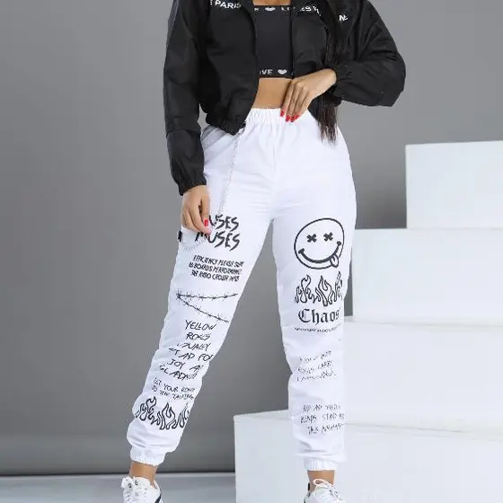 CALÇA ou CONJUNTO JOGGER FEMININA TACTEL SMILE COM CORRENTE MODA GRINGA 2024