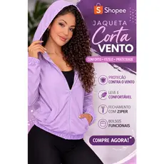 Jaqueta Feminina Leve Corta Vento com Capuz e Bolso