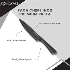 Faca de Chef Premium em Inox, Preta | Lâmina Afiada, Faca para Legumes