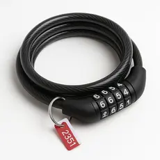 Cadeado De Segurança Bike Moto Estepe Cabo De Aço Trava Com Segredo Cor Preto 1 Metro x 8 mm