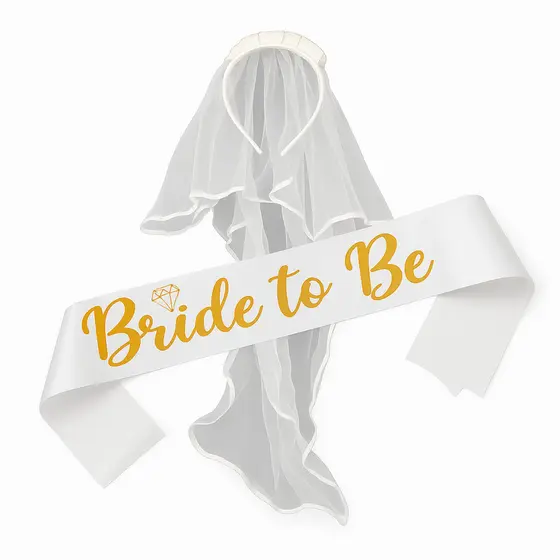 Kit Noiva Completo Tiara Véu + Faixa Bride To Be |Despedida