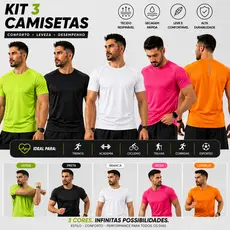 3 Camiseta Masculina Dry Fit Academia Fitness Não Esquenta Secagem Rápida Treino Corrida Confortável