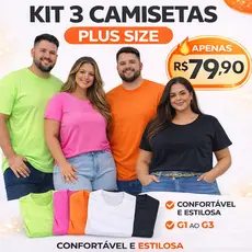 Camisetas Plus Size Dry Fit KIT COM 3