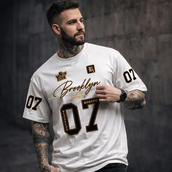 Camiseta Masculina Alternativo Esportiva Y2k Alternativo Confortável Tendência Brooklyn Streetwear