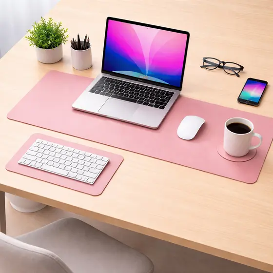 KIT Mouse Pad Desk Pad Couro Antiderrapante Tapete Mesa Gamer Setup Trabalho Estudo Protetor Mesa