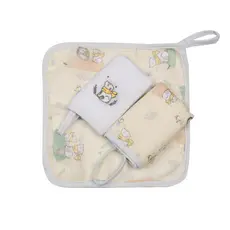 Kit 3 Paninhos De Boca Bebê Soft Bordado Com Prendedor Chupeta 25x25cm
