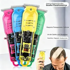Máquina De Cortar Cabelo Profissional Smart Lcd Barbeador Elétrico Transparente Sem Fio Para Homens