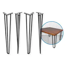 4 Pé De Móveis Clássico Em Aço Preto Hairpin Legs 80cm Para Mesa e Aparador Para Decoração de Sala Apartamento e Edícula