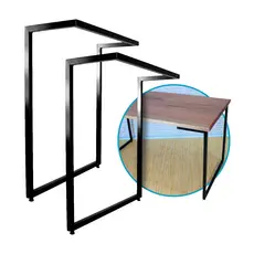 2 Pé Para Móveis Base Industrial Estilo L Para Mesa Home Office Escritório e Gamer 80x58 Em Aço Preto