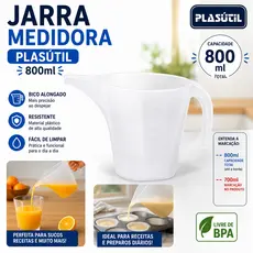 Jarra Medidora Funil Graduada 800Ml Culinária Cozinha Plasútil Coisas de Casa