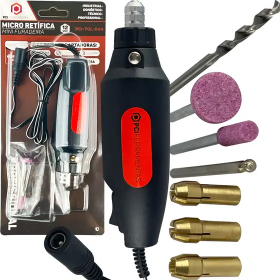 Micro Retífica Profissional 12v Mini Furadeira + Acessórios 0 Mw