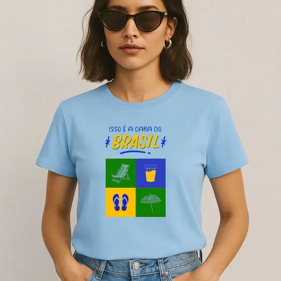 Camiseta Feminina Brasil Verão Praia Look Tumblr Estilosa