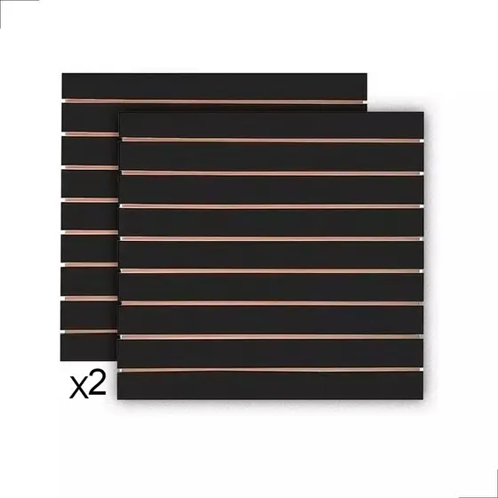 Kit 2 Painéis Canaletados MDF Preto 60x55cm Expositor Resistente para Parede e Decoração