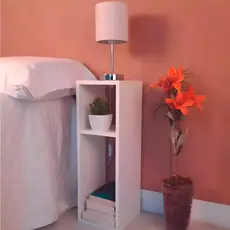 Mesa de Apoio Lateral Branca MDF 60cm Com Prateleira Compacta Moderna Ideal Quarto Sala Escritório