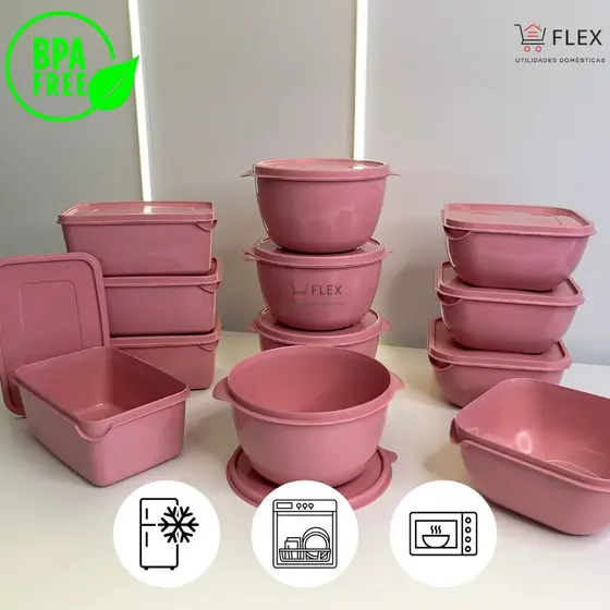 Kit 12 Potes Plásticos Formatos Variados Marmita de 1 Litro