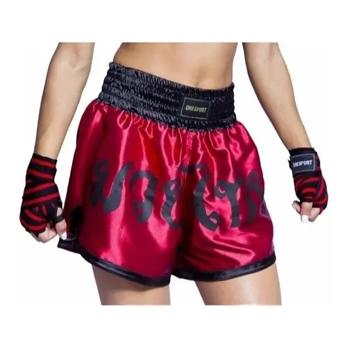 Short Bermuda Muay Thai MMA Luta Treino Boxe Feminino Vermelho