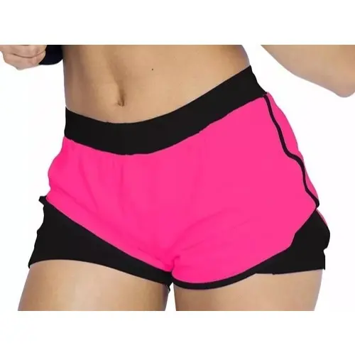 Short Corrida Feminino Academia Fitness Treino Short Duplo ROSA