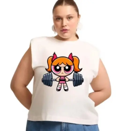Regata Camiseta Academia Camisa as meninas super poderosas streetwaer t-shirt blusa Gym Treino blogueira Algodão Básica