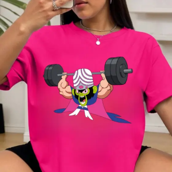 Camiseta casual personalizada macaco as meninas super poderosas 100% Algodão camisa fitness academia T shirt Unissex